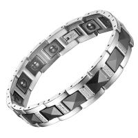 Titanium Steel Bracelet & Bangle with Porcelain fashion jewelry & for man & with rhinestone 13mm Length Approx 8.66 Inch Sold By PC