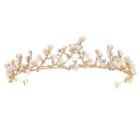Bridal Tiaras, Tibetan Style, with Crystal & Plastic Pearl, plated, fashion jewelry & for woman, more colors for choice, nickel, lead & cadmium free, 140x35x360mm, Sold By PC