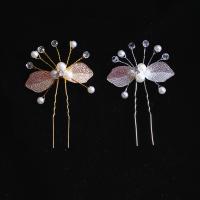Hair Stick, Tibetan Style, with Crystal & Plastic Pearl, fashion jewelry & for woman, more colors for choice, nickel, lead & cadmium free, 80x65mm, Sold By PC