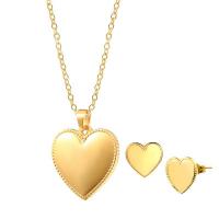 Fashion Stainless Steel Jewelry Sets, Stud Earring & necklace, Titanium Steel, Heart, 2 pieces & fashion jewelry & for woman, more colors for choice, 14*13mm,21*26mm, Length:Approx 17.72 Inch, Sold By Set