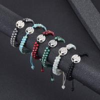Gemstone Bracelets, with Knot Cord & Tibetan Style, Double Layer & different materials for choice & Unisex, 8mm, Length:Approx 7.5-11.8 Inch, Sold By PC