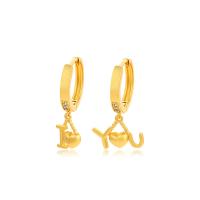 Zinc Alloy Drop Earrings Alphabet Letter gold color plated fashion jewelry & for woman & with rhinestone golden nickel lead & cadmium free Sold By Pair