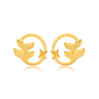 Tibetan Style Stud Earring, Mermaid tail, gold color plated, fashion jewelry & for woman, golden, nickel, lead & cadmium free, 14x12mm, Sold By Pair