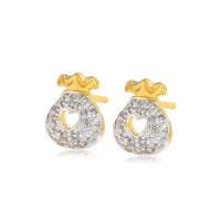 Zinc Alloy Stud Earring gold color plated fashion jewelry & for woman & with rhinestone & hollow nickel lead & cadmium free Sold By Pair