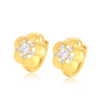 Zinc Alloy Drop Earrings Copper Alloy Flower gold color plated fashion jewelry & for woman & with rhinestone golden nickel lead & cadmium free Sold By Pair