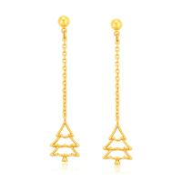Zinc Alloy Drop Earrings Christmas Tree gold color plated fashion jewelry & for woman golden nickel lead & cadmium free Sold By Pair