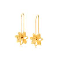 Tibetan Style Drop Earrings, Flower, gold color plated, fashion jewelry & detachable & for woman, golden, nickel, lead & cadmium free, 15x32mm, Sold By Pair