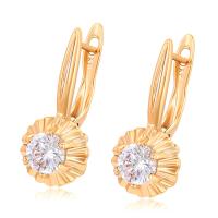 Zinc Alloy Drop Earrings with Cubic Zirconia Flower 18K gold plated fashion jewelry & for woman golden nickel lead & cadmium free Sold By Pair