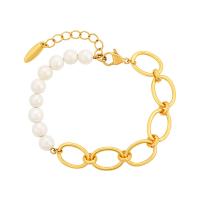 Bracelet en alliage de zinc, avec perle de plastique, Placage de couleur d'or, bijoux de mode & réglable & pour femme, protéger l'environnement, sans nickel, plomb et cadmium, 3.40mm, Longueur:Environ 16.5 cm, Vendu par PC