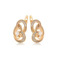 Tibetan Style Drop Earrings, 18K gold plated, fashion jewelry & micro pave cubic zirconia & for woman, golden, nickel, lead & cadmium free, 11x17mm, Sold By Pair