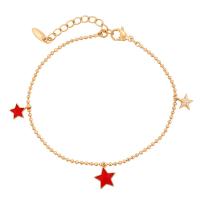 Tibetan Style Bracelet, with 3.3cm extender chain, Star, 18K gold plated, fashion jewelry & adjustable & for woman & enamel & with rhinestone, more colors for choice, nickel, lead & cadmium free, 8.50mm, Length:Approx 17.2 cm, Sold By PC
