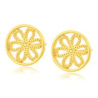 Zinc Alloy Stud Earring Flower gold color plated fashion jewelry & for woman & hollow golden nickel lead & cadmium free Sold By Pair