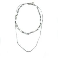 Titanstahl Halskette, Doppelschicht & Modeschmuck & unisex & Schlangekette, originale Farbe, Länge:ca. 40-50 cm, verkauft von PC