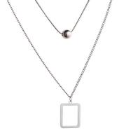 Титановые стали ожерелье, титан, Геометрический узор, Двойной слой & Мужская & змея цепи, оригинальный цвет, длина:Приблизительно 50-60 см, продается PC