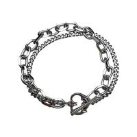 Bracelet d'acier titane, coeur, Double couche & pour femme, couleur originale, Longueur:Environ 6-7 pouce, Vendu par PC