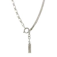 Titanstahl Halskette, mit Brief Muster & für Frau & mit Strass, originale Farbe, Länge:ca. 40 cm, verkauft von PC