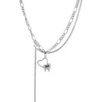 Zinklegierung Schmuck Halskette, Herz, Platinfarbe platiniert, Modeschmuck & für Frau & hohl, frei von Nickel, Blei & Kadmium, Länge:ca. 45 cm, verkauft von PC