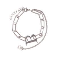 Bracelet d'acier titane, Lettre B, bijoux de mode & pour femme, couleur originale, Longueur:Environ 6-7 pouce, Vendu par PC