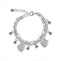 Bracelet d'acier titane, coeur, bijoux de mode & unisexe, couleur originale, Longueur:Environ 7-8 pouce, Vendu par PC