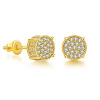 Cubic Zirconia Micro Pave Brass Earring, plated, Unisex & micro pave cubic zirconia, more colors for choice, nickel, lead & cadmium free, 8-10mm, Sold By Pair