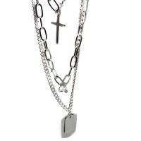 Titanstahl Halskette, drei Schichten & Modeschmuck & für Frau, originale Farbe, Länge:ca. 45-80 cm, verkauft von PC