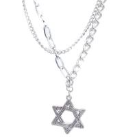 Titanium Steel Necklace, Hexagram, Double Layer & fashion jewelry & Unisex, original color, Length:Approx 40-50 cm, Sold By PC