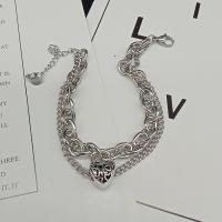 Bracelet d'acier titane, coeur, Double couche & bijoux de mode & unisexe, couleur originale, Longueur:Environ 7-8 pouce, Vendu par PC