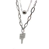 Collier d'acier titane, clé, bijoux de mode & unisexe, couleur originale, Longueur:Environ 40-50 cm, Vendu par PC