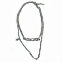 Titanium Steel Necklace, Alphabet Letter, Double Layer & fashion jewelry & Unisex, original color, Length:Approx 40-50 cm, Sold By PC