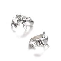 Zink legering Ring Sæt, Zinc Alloy, sølvfarvet forgyldt, 2 stykker & Justerbar & mode smykker & for kvinde, nikkel, bly & cadmium fri, 1.6cm, Solgt af sæt