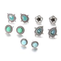 Zinc Alloy Stud Earring with Gemstone silver color plated 5 pieces & fashion jewelry & for woman nickel lead & cadmium free Sold By Set
