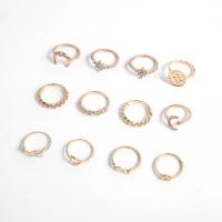 Zinc Alloy Ring Set plated 12 pieces & fashion jewelry & for woman & with rhinestone nickel lead & cadmium free Sold By Set