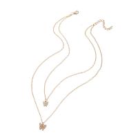 Multi Layer Necklace, Tibetan Style, with 1.97inch extender chain, gold color plated, Double Layer & fashion jewelry & for woman & with rhinestone, nickel, lead & cadmium free, Length:Approx 19.13 Inch, Sold By PC