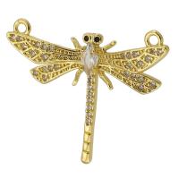 Cubic Zirconia Micro Pave Brass Connector Dragonfly gold color plated fashion jewelry & DIY & micro pave cubic zirconia golden Approx 1mm Sold By PC
