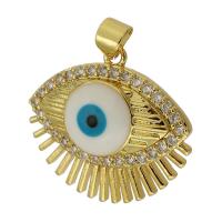 Złe oko wisiorki, Mosiądz, Platerowane w kolorze złota, biżuteria moda & DIY & mikro utorować cyrkonia & emalia, wielokolorowy, 24x20x5mm, otwór:około 3mm, sprzedane przez PC