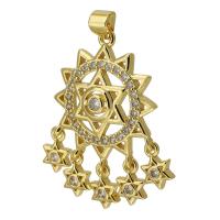 Cubic Zirconia Micro Pave Brass Pendant, gold color plated, fashion jewelry & DIY & micro pave cubic zirconia, golden, 34mm, Hole:Approx 3mm, Sold By PC