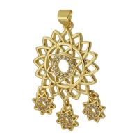 Cubic Zirconia Micro Pave Brass Pendant, gold color plated, fashion jewelry & DIY & micro pave cubic zirconia, golden, 35mm, Hole:Approx 3mm, Sold By PC