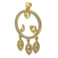 Cubic Zirconia Micro Pave Brass Pendant gold color plated fashion jewelry & DIY & micro pave cubic zirconia golden 38mm Approx 3mm Sold By PC