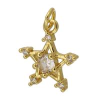 Cubic Zirconia Micro Pave Brass Pendant Star gold color plated fashion jewelry & DIY & micro pave cubic zirconia golden Approx 3mm Sold By PC