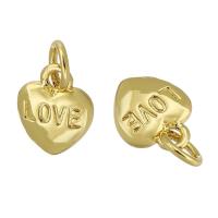 Brass Jewelry Pendants, Heart, gold color plated, fashion jewelry & DIY, golden, 8x10x2mm, Hole:Approx 3mm, Sold By PC