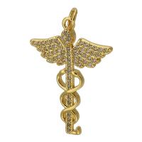 Cubic Zirconia Micro Pave Brass Pendant gold color plated fashion jewelry & DIY & micro pave cubic zirconia golden Approx 3mm Sold By PC