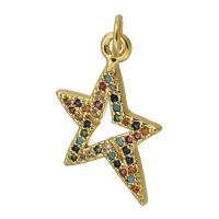 Cubic Zirconia Micro Pave Brass Pendant gold color plated fashion jewelry & DIY & micro pave cubic zirconia multi-colored Approx 3mm Sold By PC