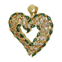 Cubic Zirconia Micro Pave Brass Pendant Heart gold color plated fashion jewelry & DIY & micro pave cubic zirconia multi-colored Approx 3mm Sold By PC