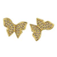 Cubic Zirconia Micro Pave Brass Pendant Butterfly gold color plated fashion jewelry & DIY & micro pave cubic zirconia golden Approx 2mm Sold By PC