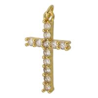 Cubic Zirconia Micro Pave Brass Pendant Cross gold color plated fashion jewelry & DIY & micro pave cubic zirconia golden Approx 3mm Sold By PC
