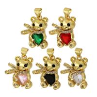 Cubic Zirconia Micro Pave Brass Pendant Bear gold color plated fashion jewelry & DIY & micro pave cubic zirconia Approx 3mm Sold By PC