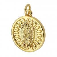 Brass Jewelry Pendants Round gold color plated fashion jewelry & DIY golden Approx 3mm Sold By PC