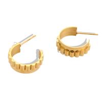 Stainless Steel Stud Earrings, 304 Stainless Steel, Vacuum Ion Plating, for woman, golden, 6.60x19mm, Sold By Pair