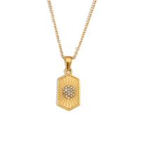 Stainless Steel Jewelry Necklace, 304 Stainless Steel, with Cubic Zirconia, with 5cm extender chain, Hexagon, Vacuum Ion Plating, for woman, golden, 10.80x18mm, Length:Approx 40 cm, Sold By PC