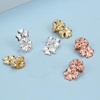 Brass Earring Stud Component Three Leaf Clover plated DIY nickel lead & cadmium free Sold By Pair